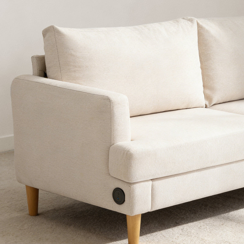 70" Modern Loveseat Square Arm Sofa Upholstered Cushions for Living Room, White