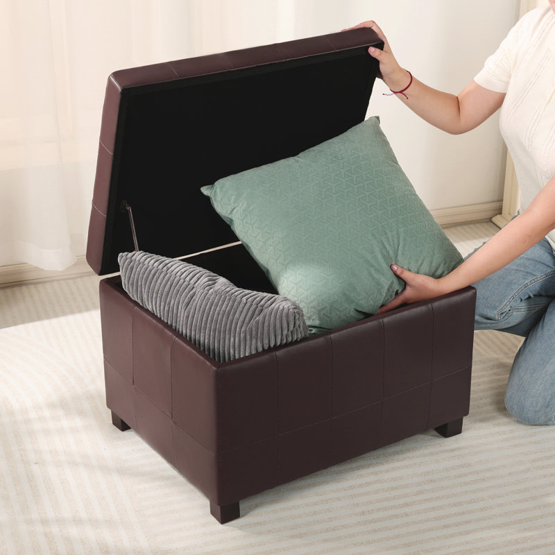 Banc de rangement avec repose-pieds 24 po, Brun