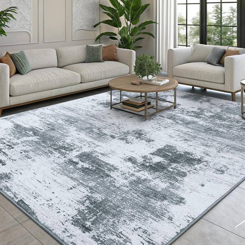 Modern Abstract Area Rugs Living Room, Machine Washable Non-Slip Short Pile Rug, Durable Carpet For Bedroom, Dining Room, Home Office