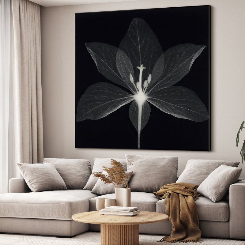 Très grande reproduction d'art sur toile - Art floral botanique, décoration pour salon ou chambre à coucher - «Assemblage requis du cadre (cadre non fini)»