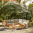 Collinward 5 - Person Seating Group with Cushions and Cream LED Parasol