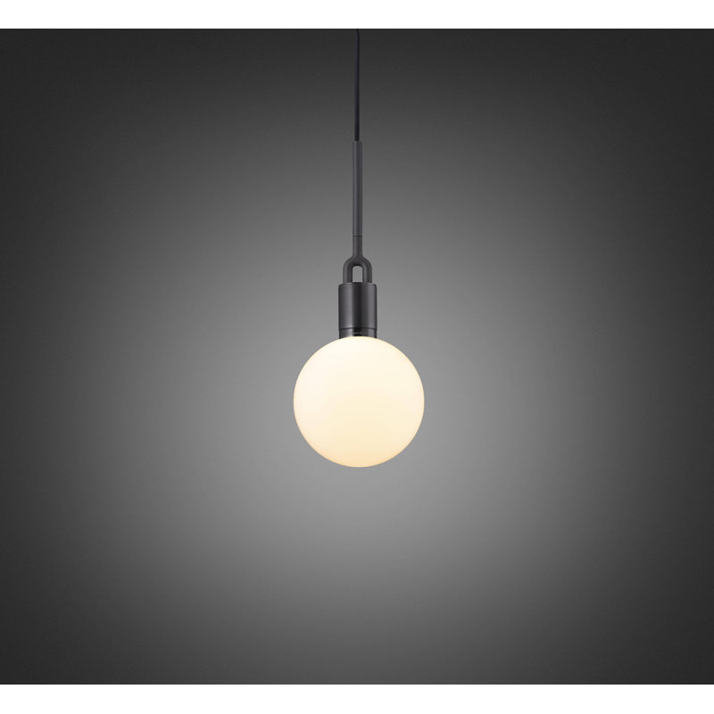 Luminaire suspendu fourche / globe / moyen, Bronze industriel / opale