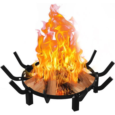 24-inch Round Fire Pit Grate With 10 Bars – Heavy-duty Steel Firewood Log Holder For Fireplace, Hearth & Outdoor Fire Pit