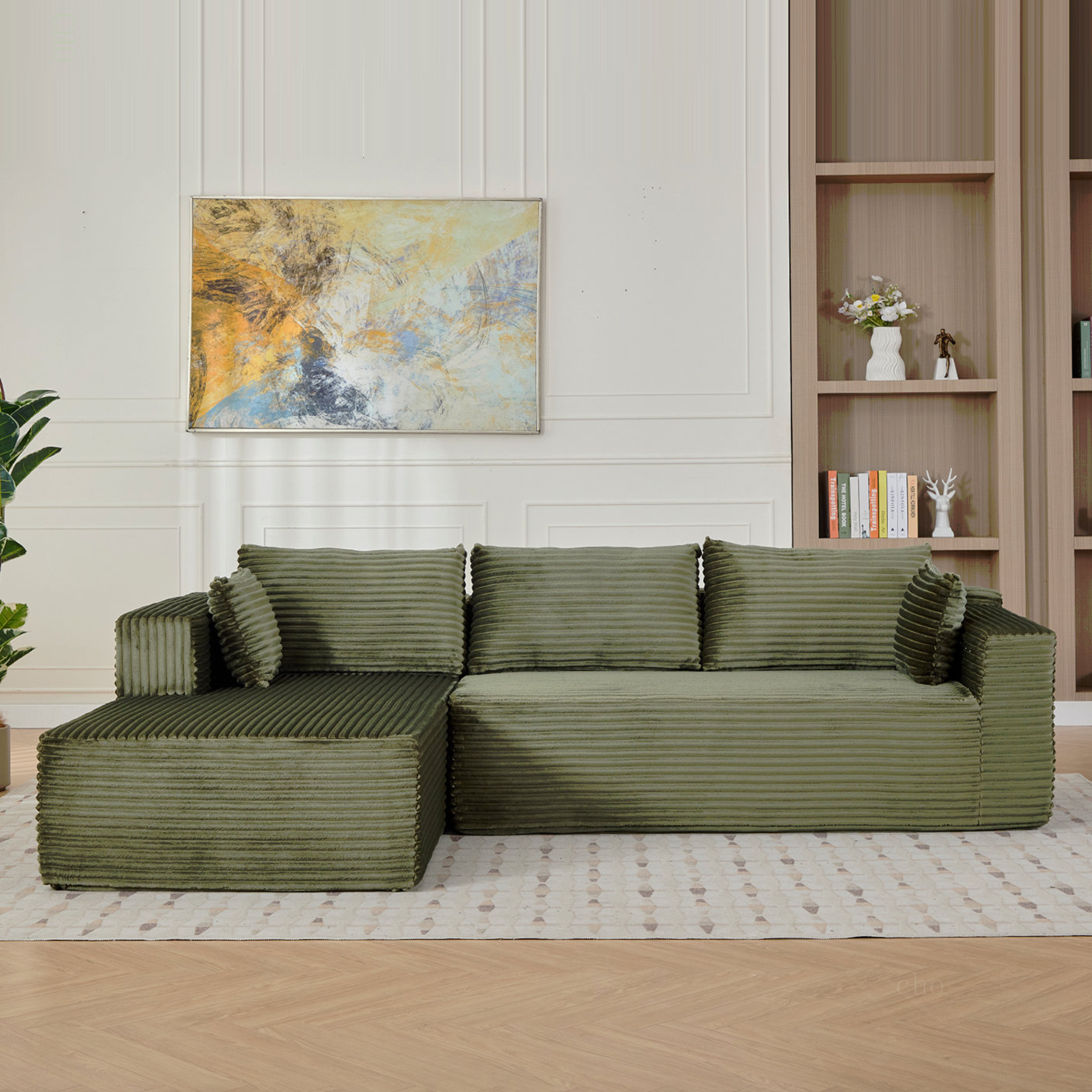 Latitude Run® Compression Sectional Couch With Comfy Chaise, Boneless L ...