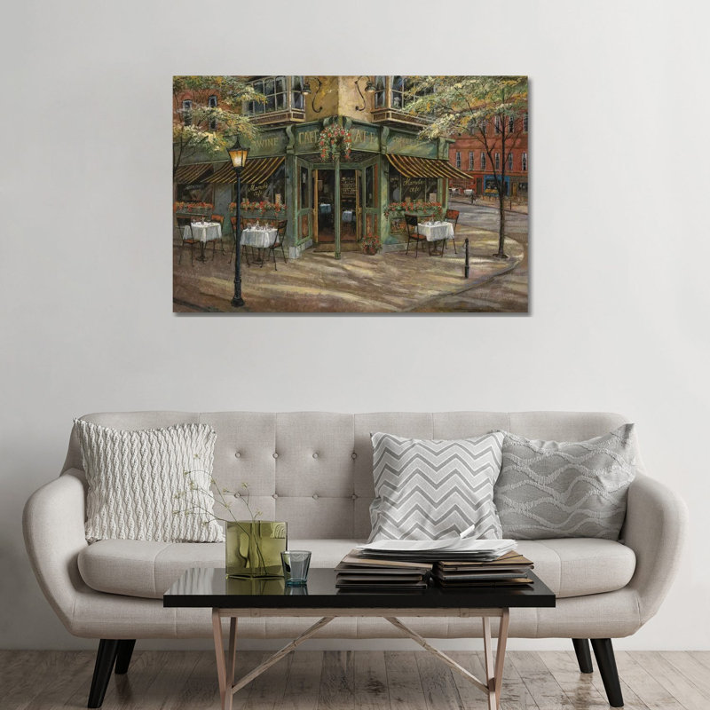 Mandi's Café par Ruane Manning - reproduction d'art, H 32 po x l 48 po x 1,5 po, Toile tendue, Aucun mat