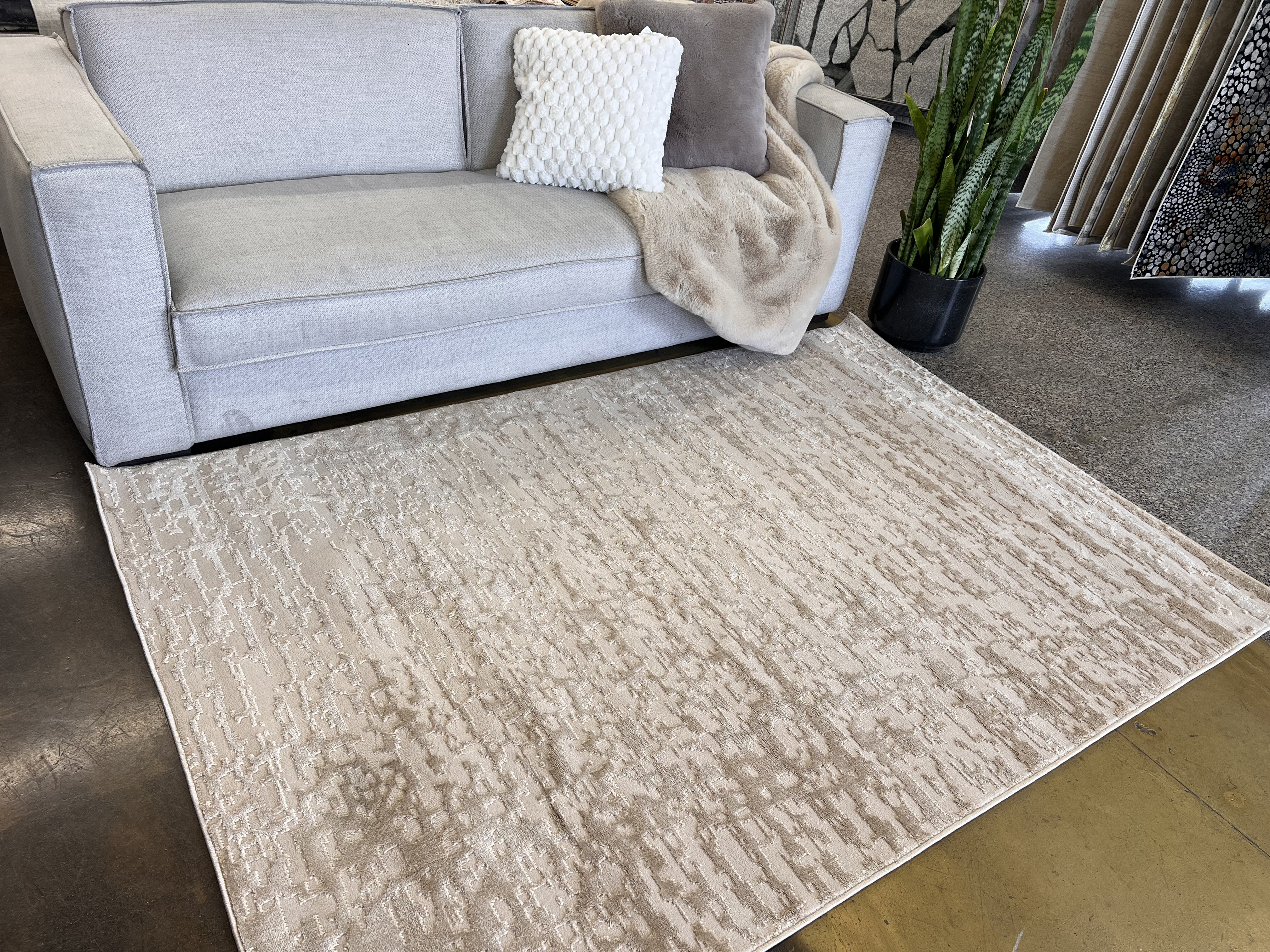 Sandy Texture Rug Foundry Select Tone-On-Tone Sandy Beige Rug Crafted With High-Low Mocha ...