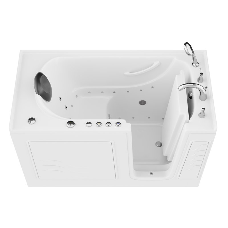 Therapeutic Tubs 30 in. x 60 in. Right Drain Quick Fill Walk-In Whirlpool and Air Tub with Powered Fast Drain in White, Right