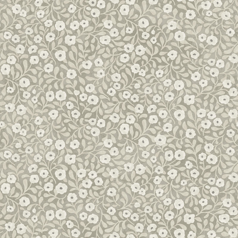 Papier peint floral Poppy Trail, Gris