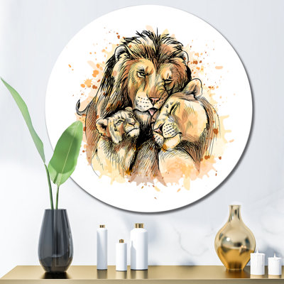 Famille de lion et de petits - Art mural traditionnel