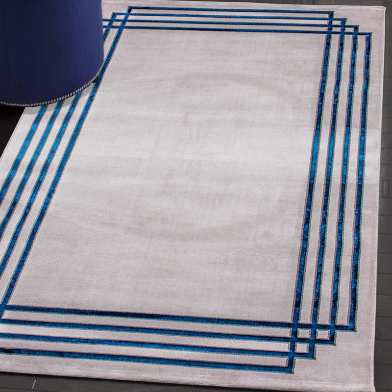 Luxurious Area Rug, 100% Polyester, 59 x 90.6 Inches | Soft Pile Height: 0.4 Inches, 2200 g/m² | Stylish Anthracite & Blue Design | Easy to Clean, Vacuum Friendly, Perfect for Living Room & Bedroom Décor