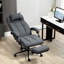 Chaise de travail gris foncé avec tissu d'aspect lin, hauteur réglable, pivotant, repose-pieds rétractable et accoudoirs rembourrés pour un espace de travail confortable à haut dossier - gris, réglable