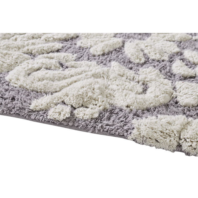Blue and Natural Cotton Medallion Pattern Bath Rug Set