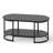 White Marble Coffee Table Modern 2-Tier Center Table with Open Storage Shelf Black Marble Pattern