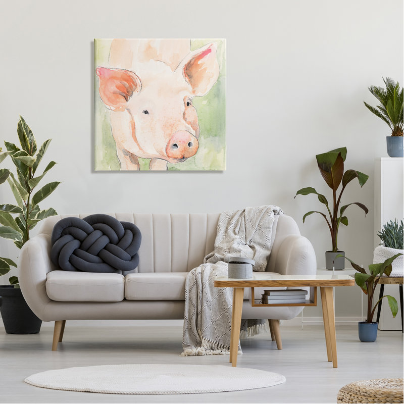 «Modern Pig Portrait» par Victoria Barnes - reproduction d'art sur toile tendue, H 30 po x l 30 po x P 1,5 po