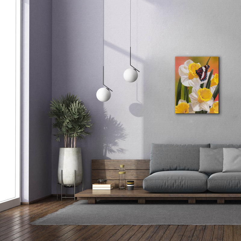 «Daffodils Butterfly» par William Vanderdasson, H 34 po x l 26 po x P 1,5 po