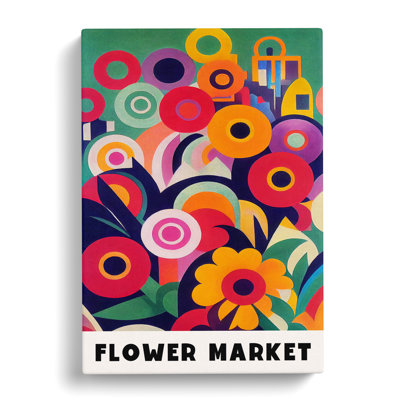 Retro Flower Market Exhibition No.1 - Wrapped Canvas