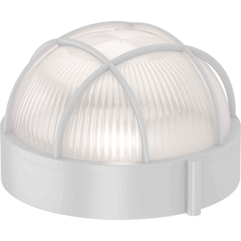1-Light Outdoor White Round Bulkhead Wall or Ceiling Surface Mount, White