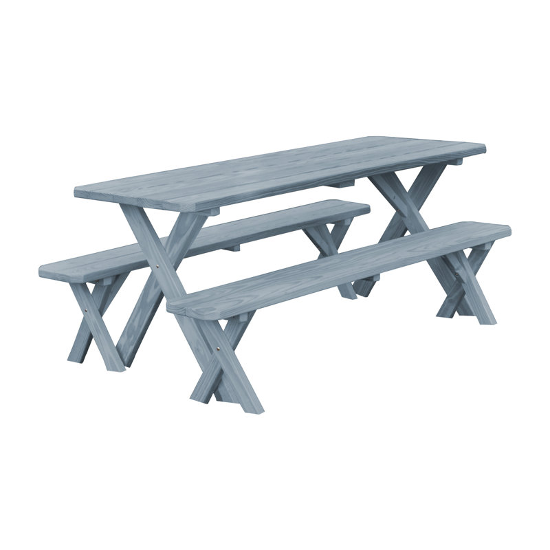 Dyann Rectangular 6 - Person Pine Picnic Table, Gray Stain, 30" H x 27" W x 55" D
