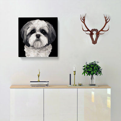 Shih Tzu Geometric - Wrapped Canvas - Framed Print