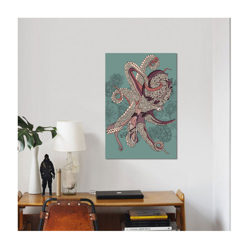 " Octopus " by Valentina Harper, 26" H x 18" W x 1.5" D, Black Framed Canvas, No Mat