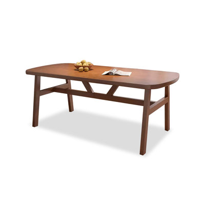 Nut-Brown Rectangular Solid Wood Dining Table