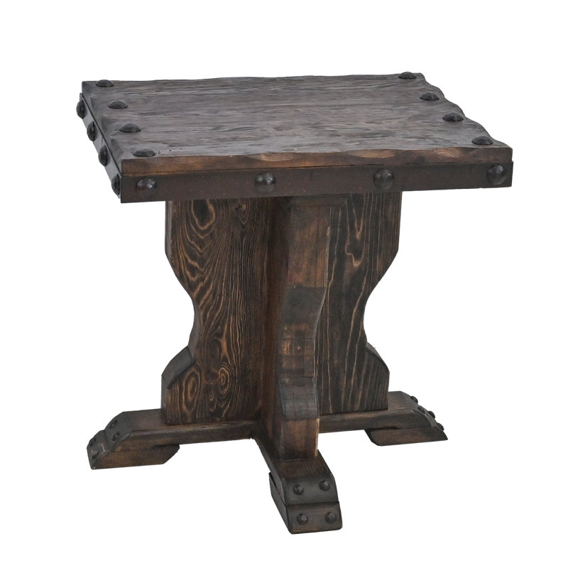 Solid Wood Pedestal Base End Table