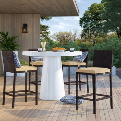 Zortman Wicker Outdoor Stool with Cushion