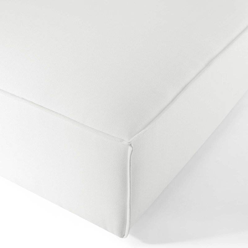White Polyester Upholstered Round Ottoman