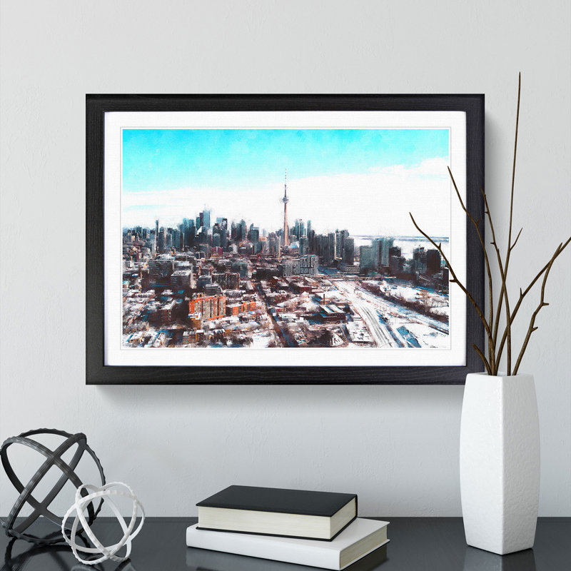 Snowy Toronto - Picture Frame Painting Print, Black Framed, 24cm H x 33cm W x 2cm D