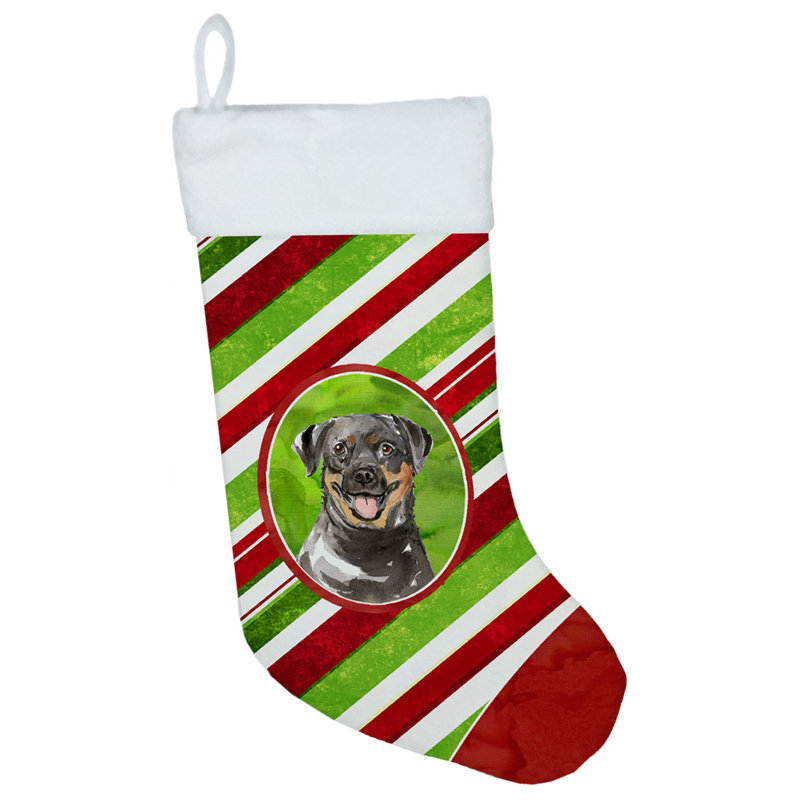 Chaussette de noël à rayures à sucre, Rottweiler