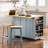 53Inch Kitchen Island With 2 Seating Options, Power Socket Adapter, Internal Storage Shelf, Drop Leaf, 3 Drawers, 5 Open , Grey Blue-121076862