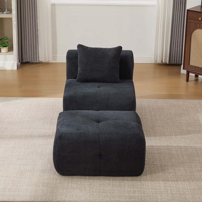 Chaise d'appoint avec repose-pieds, assise profonde et douce pour les espaces de vie modernes, Gris anthracite