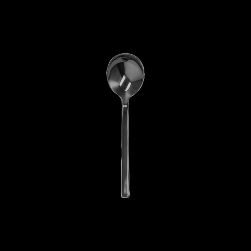 Cuillère à soupe ronde semi-profonde noir profond