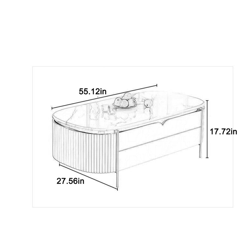Stylish drawer coffee table, Black, 17.72" H x 55.12" L x 27.56" W, Black
