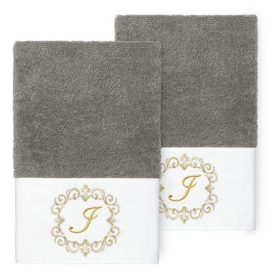Winston Porter 100% Turkish Cotton MONICA 2PC Embellished Hand Towel Set