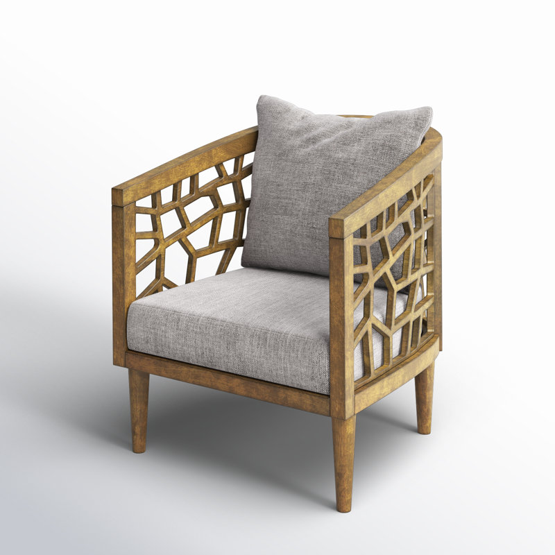 Fauteuil demi-tonneau en polyester L 27 po Liev, Gris clair