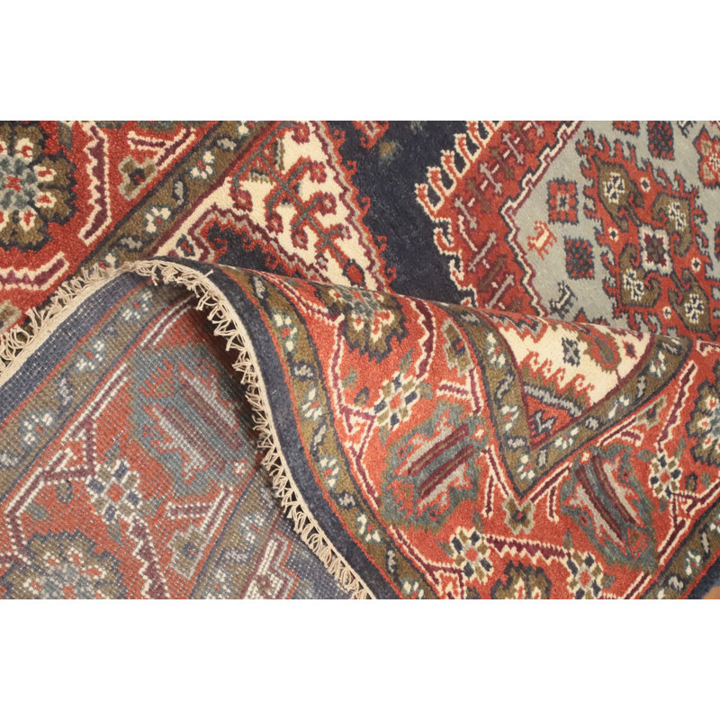 Tapis unique en coton 8 pi 10 po x 6 pi 0 po bleu marine et bleus