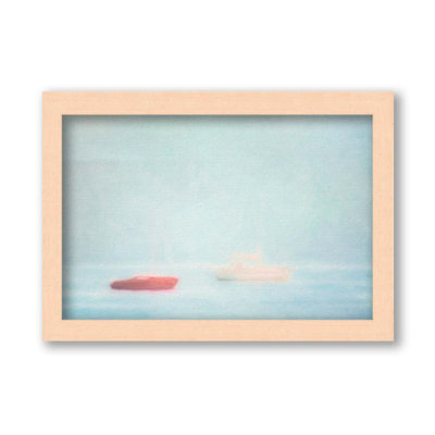 Two Boats on the Sea by Hal Halli. Paper Print - Mounted & Framed with Clear Acrylic