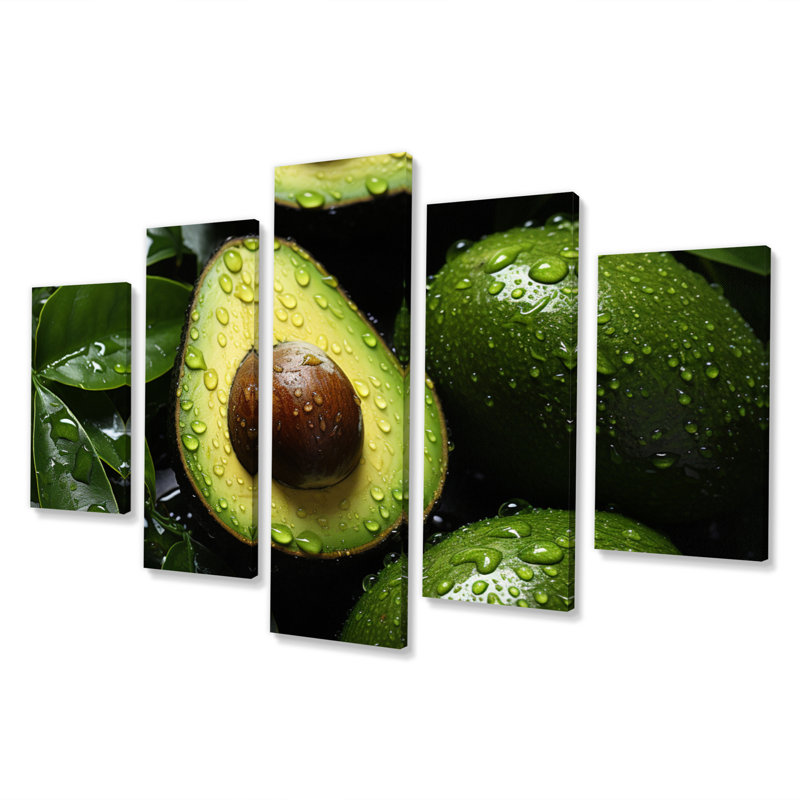 Ripe Avocado II - fruits, reproduction sur toile - 5 panneaux
