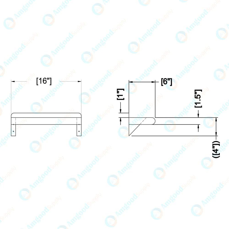 Metal Bracket Shelf, 5" H x 16" W x 6" D