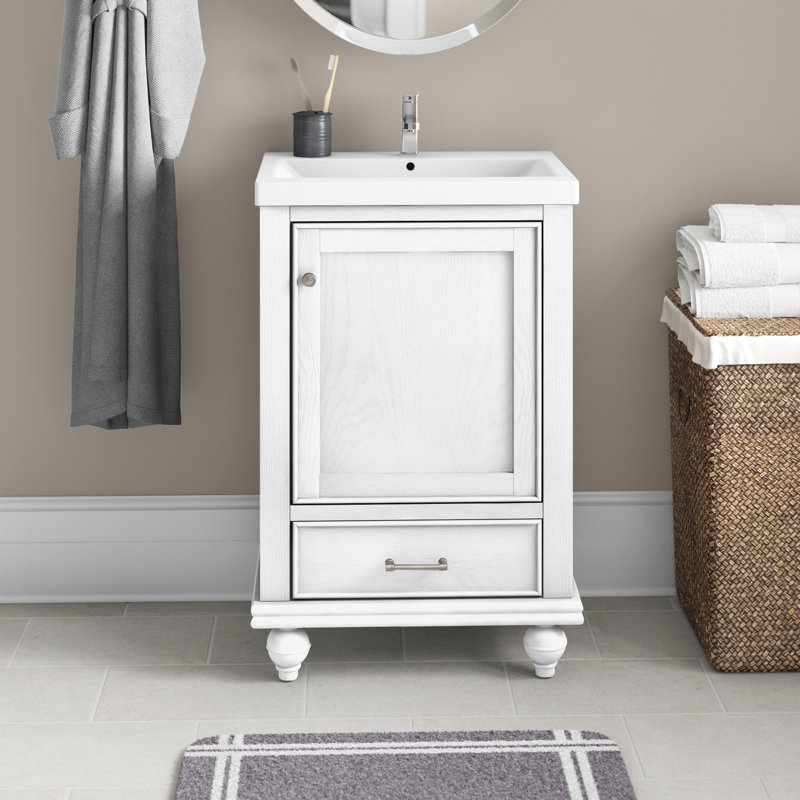 Angelissa 20" Wide Vanity Set, Grain White/Brushed nickel