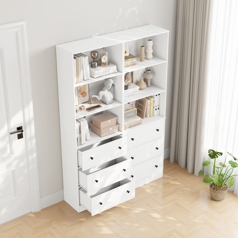 70.9'' H Book Cabinet Storage Bookcase Set, White