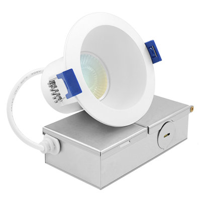 Luxrite 3 Inch LED Recessed Ceiling Light With J-Box 8W 5CCT 2700K-5000K 640LM Dimmable Canless Downlight, Wet Rated, IC Rated, ETL Listed Black Trim