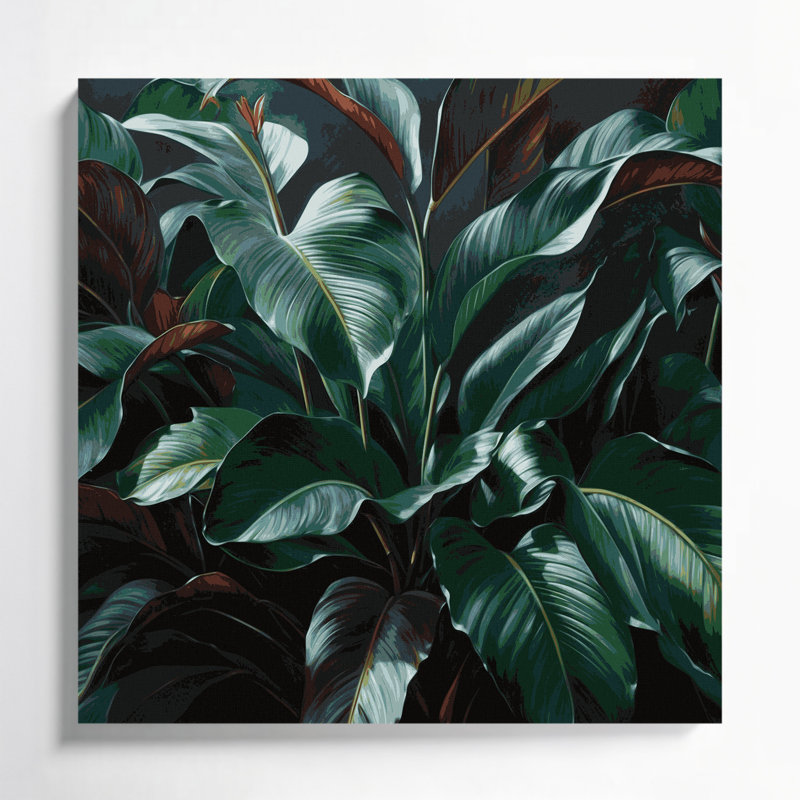 «Botanical Ti Plant», art mural sur toile verte, H 8 po x l 8 po