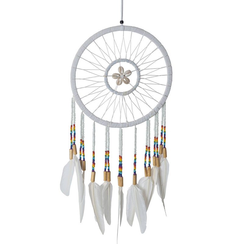 Capteur de rêves avec coquillages, style chaman, Blanc