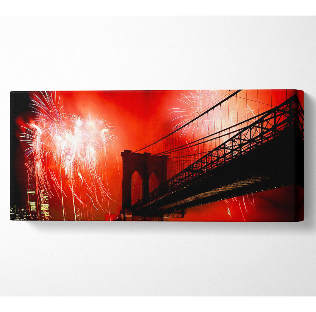 Brooklyn Bridge Feuerwerk - Kunstdrucke auf Leinwand