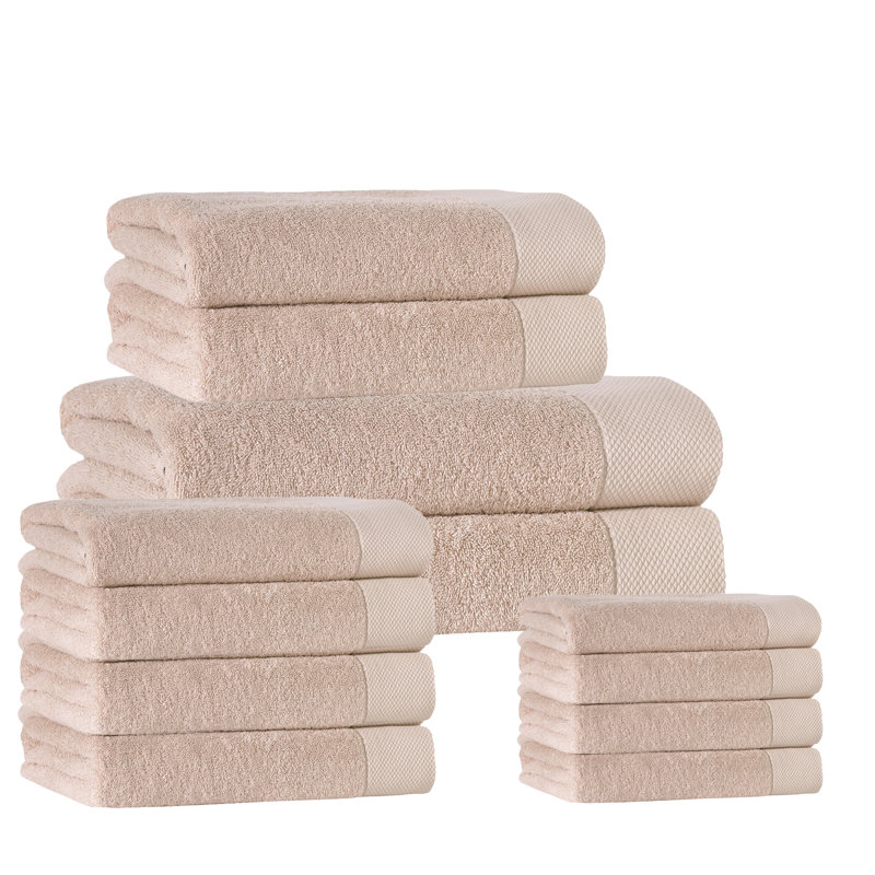 Ensemble de serviettes en coton turc 12 pièces Marcial, Noisette