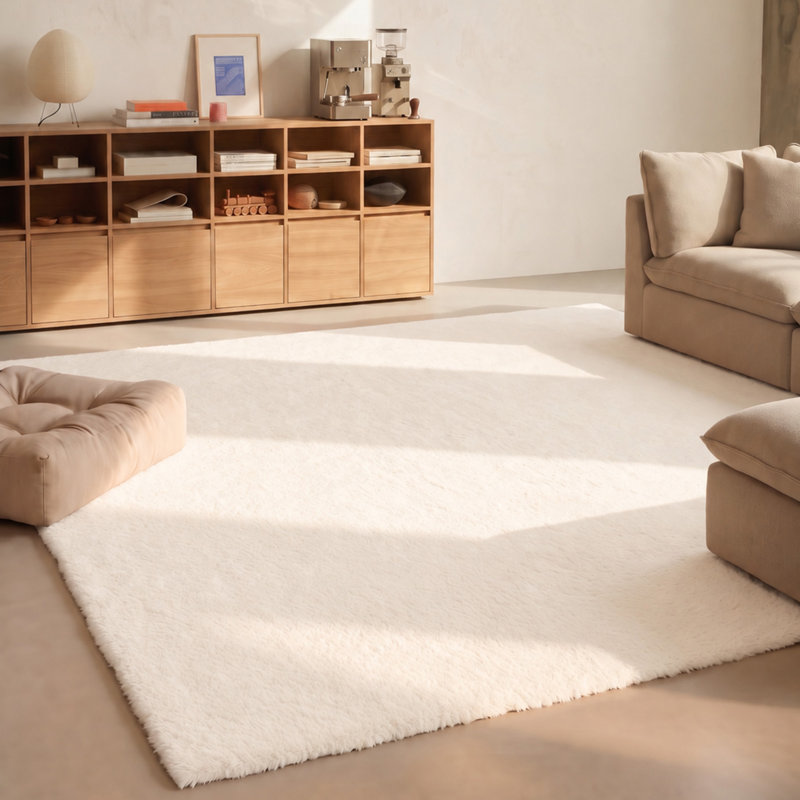 Tapis à poil long lavable Argo Performance avec envers antidérapant crème, Crème, 8 pi 0 po x 10 pi 0 po