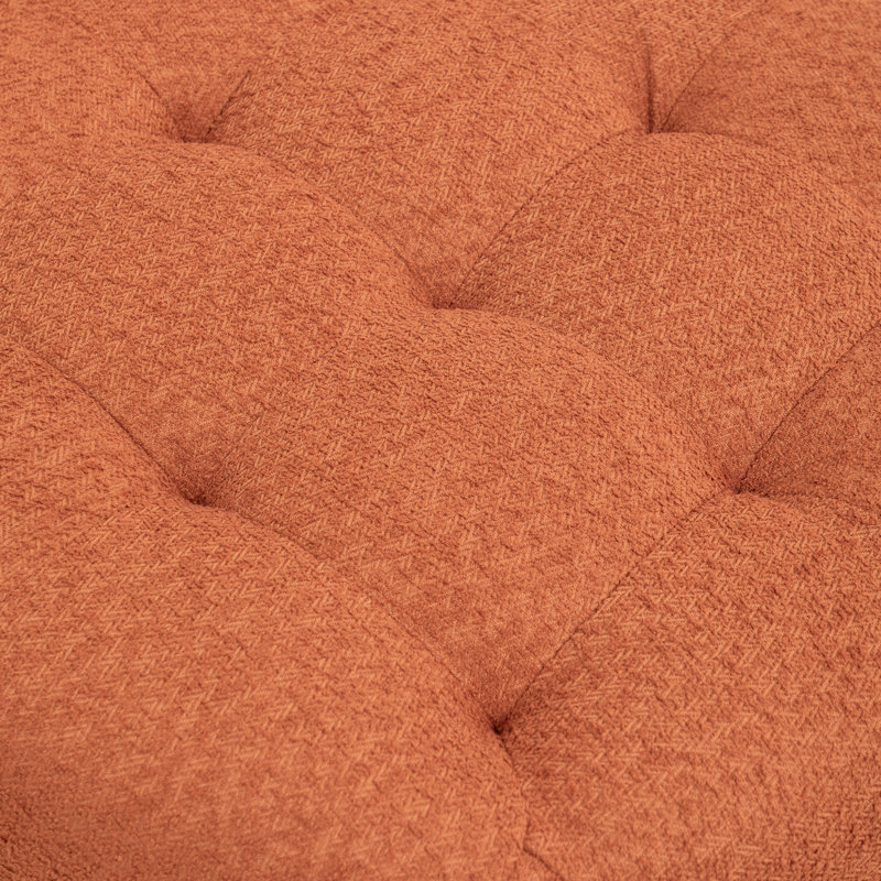Castanedo Upholstered Round Ottoman, Boucle - Orange