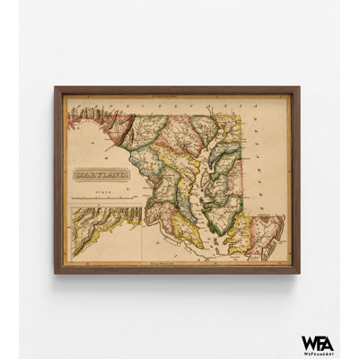 Maryland 1817, carte de l'État du Maryland, carte rétro du Maryland, carte antique du Maryland, reproduction d'affiche, carte ancienne des États-Unis, décor rustique